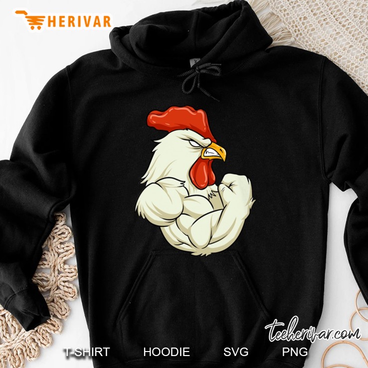 Muscles Rooster Funny Gym Chicken Hoodie