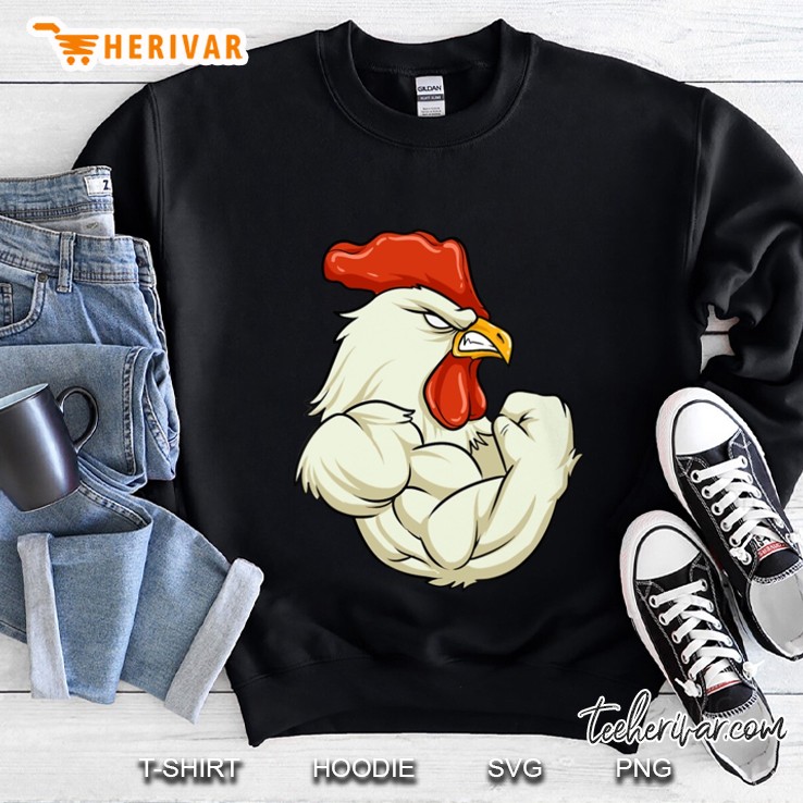 Muscles Rooster Funny Gym Chicken Sweatshirt