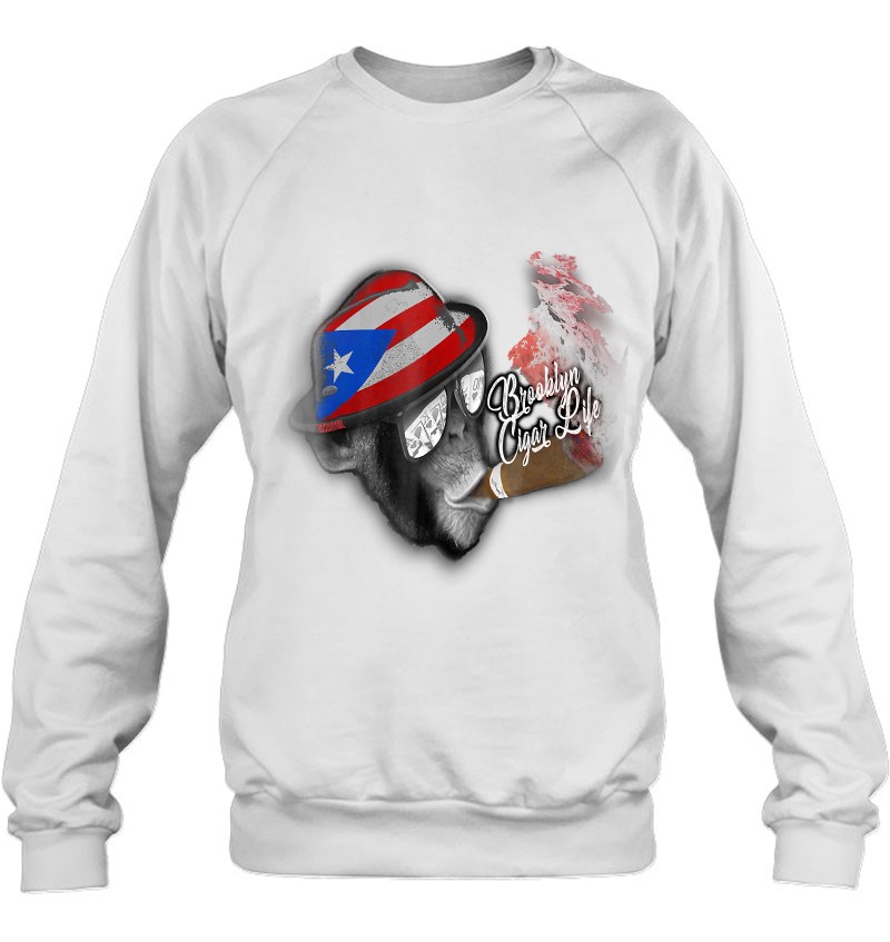Brooklyn Puerto Rico Flag Cigar Smoking Monkey Sweatshirt