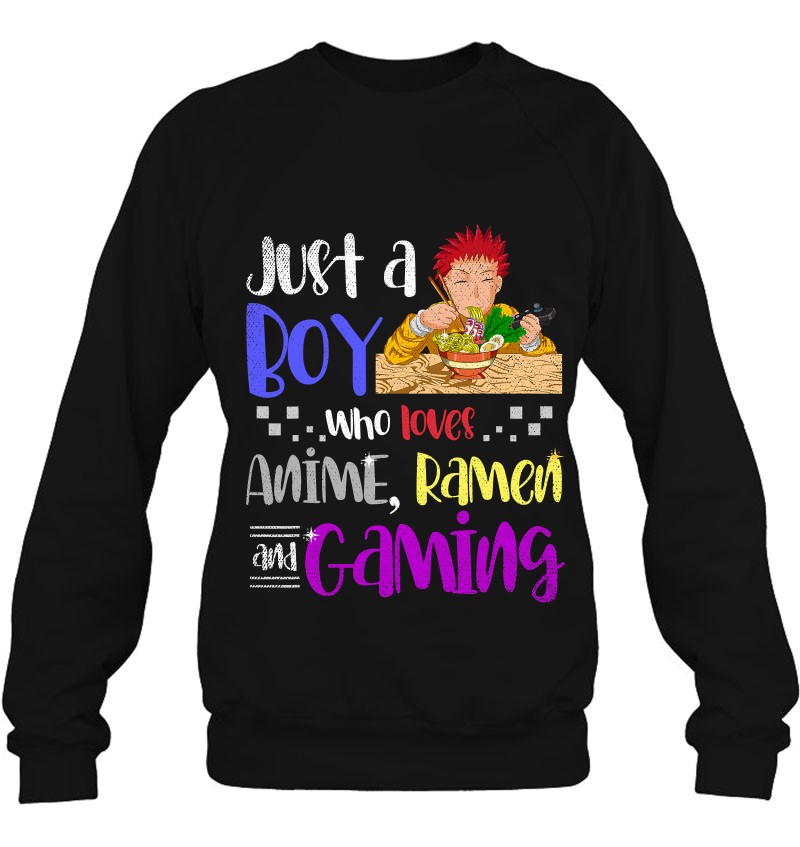 16x16 Multicolor Anime Gaming Ramen Anime Shirts Shirt Just A Boy Who Loves Anime Ramen and Gaming Throw Pillow 