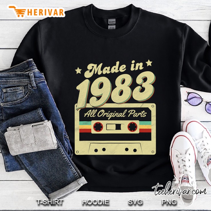 Made In 1983 Born All Original Parts Retro Vintage Cassette Sweatshirt