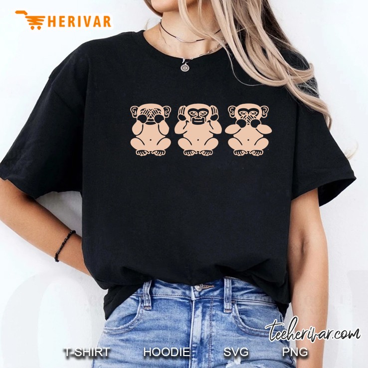 See No Evil, Hear No Evil, Speak No Evil .Three Monkeys Ladies Tee
