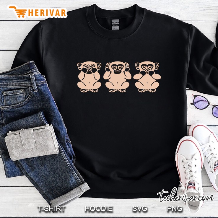 See No Evil, Hear No Evil, Speak No Evil .Three Monkeys Sweatshirt