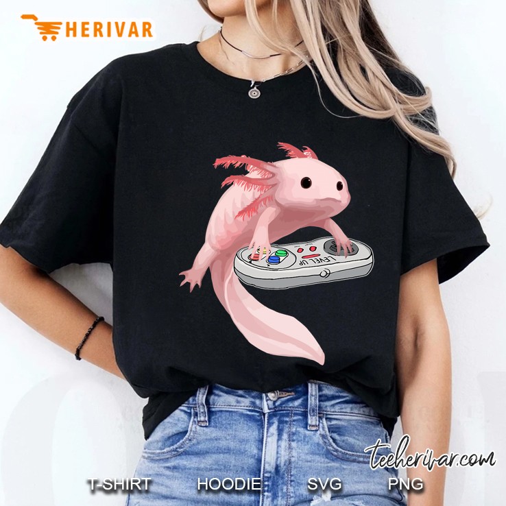 Axolotl Fish Playing Video Game White-Axolotl Lizard Gamers Ladies Tee