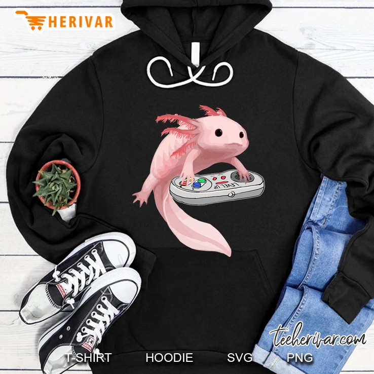 Axolotl Fish Playing Video Game White-Axolotl Lizard Gamers Hoodie