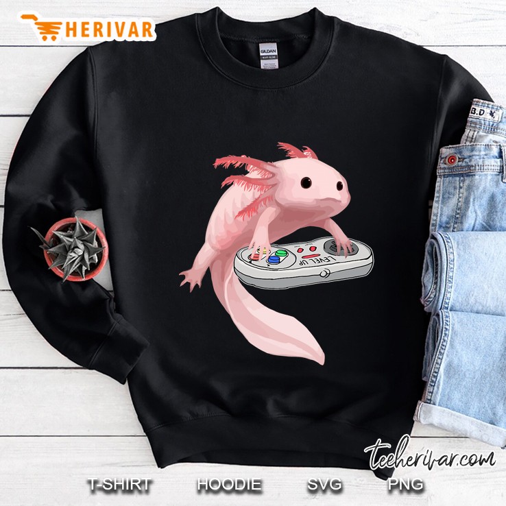 Axolotl Fish Playing Video Game White-Axolotl Lizard Gamers Sweatshirt