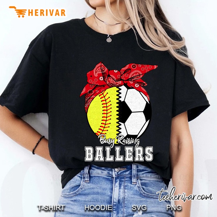 Busy Raising Ballers Softball Soccer - Softball Mom Ladies Tee