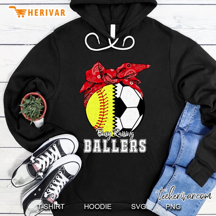 Busy Raising Ballers Softball Soccer - Softball Mom Hoodie