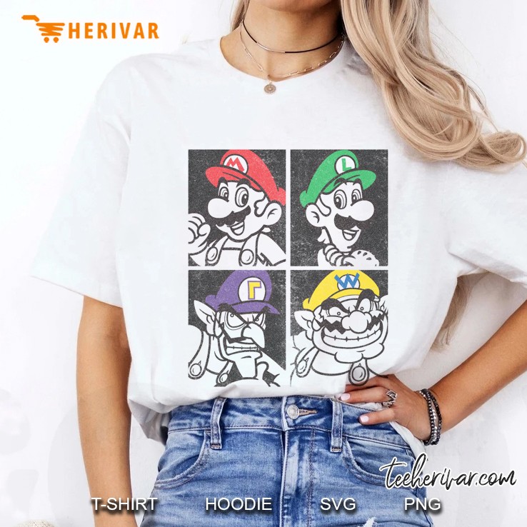 Super Mario Mario Luigi Wario Waluigi Box Up Ladies Tee