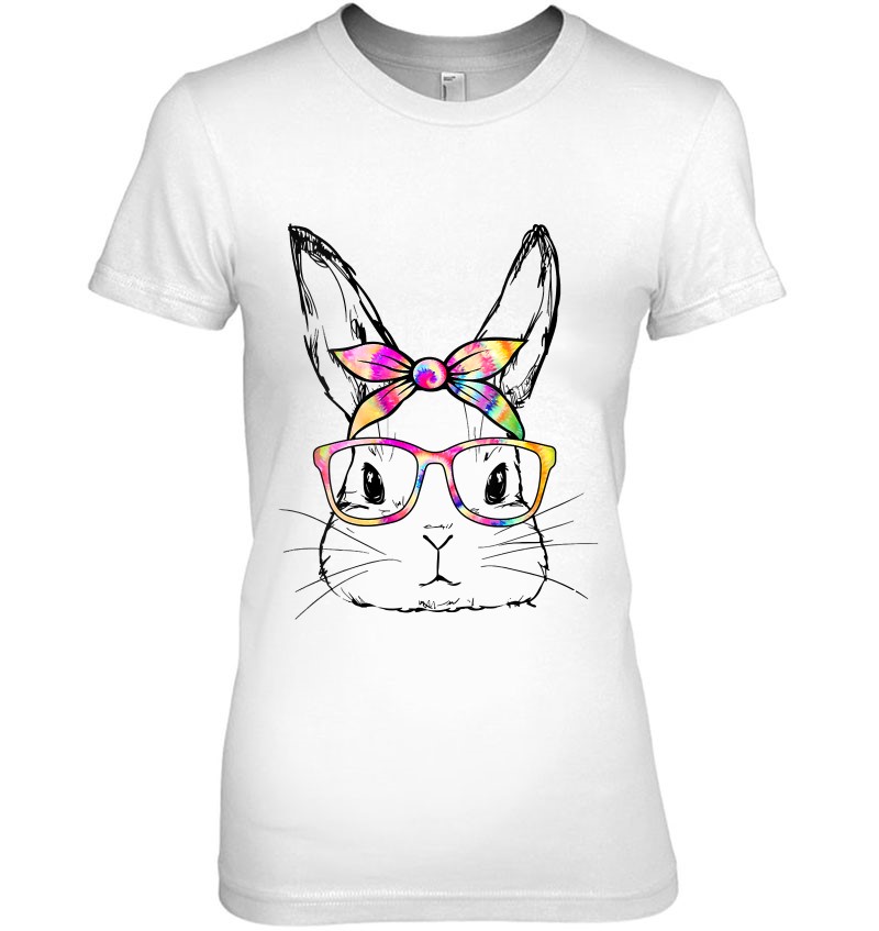 Dy Cute Bunny Face Tie Dye Glasses Easter Day T-Shirt 