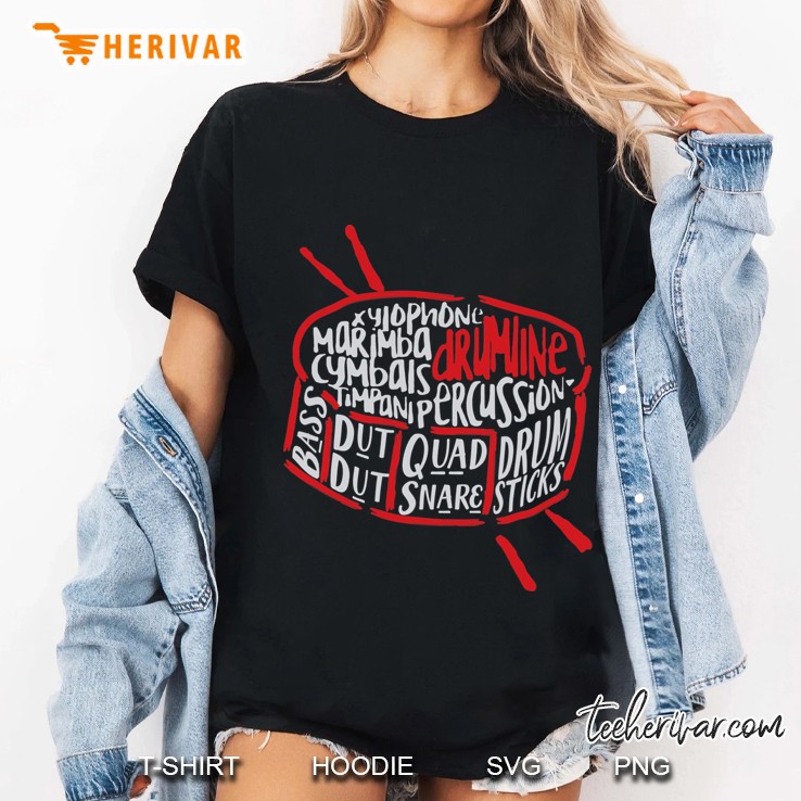 Drumline Tshirt Marching Band Shirt Drum Word Cloud Ladies Tee