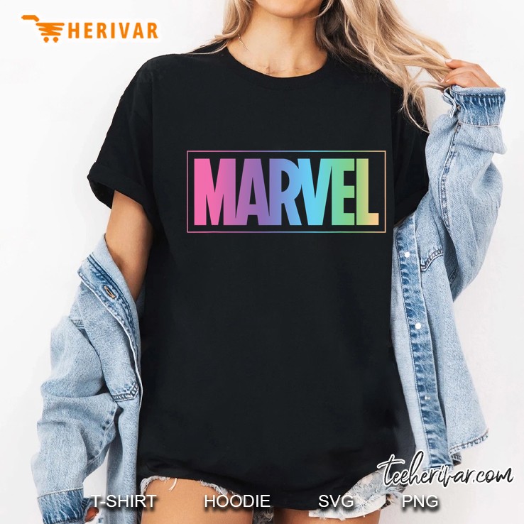 Marvel Logo Pastel Rainbow Ladies Tee