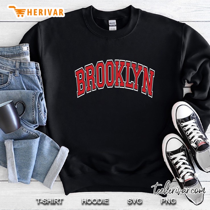 Brooklyn Varsity Style Red Text Sweatshirt