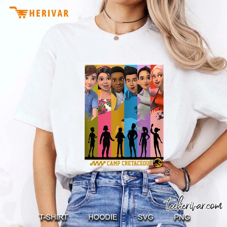 Jurassic World Camp Cretaceous Group Shot Panels Ladies Tee