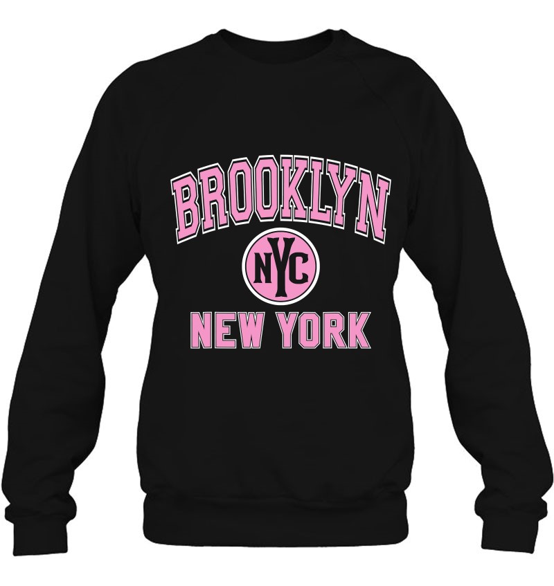 Brooklyn Nyc Varsity Style Pink Print Sweatshirt