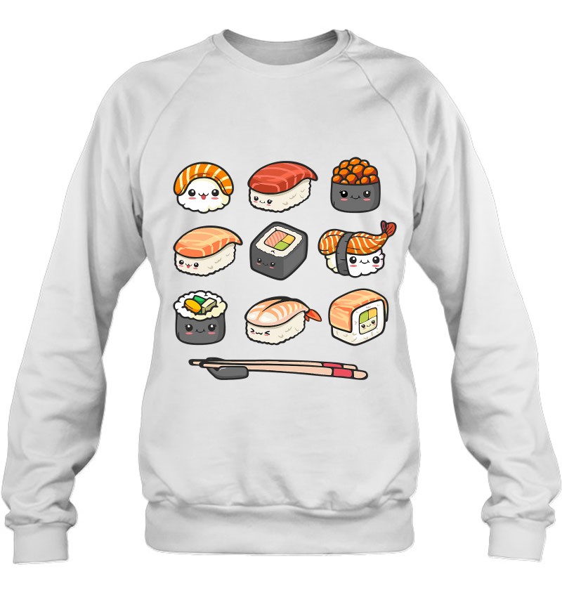 Happy Sushi Anime Kawaii Set Japanese Food Lover Otaku Manga Sweatshirt