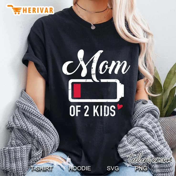 Mom Of 2 Kids Low Battery Ladies Tee