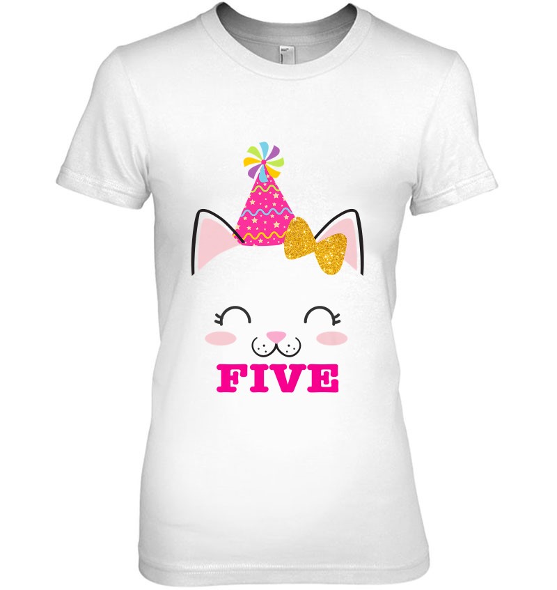 Kitten Birthday Cat Birthday Girl Birthday Set Cat Kitty Birthday shirt Custom Birthday Cat Shirt 5TH Birthday Shirt Fifth Birthday