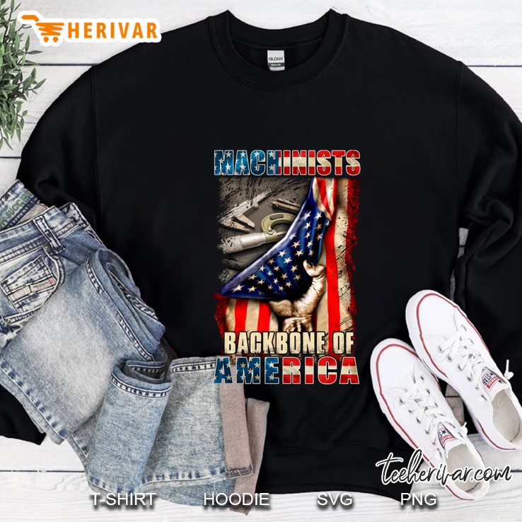 Machinists Backbone Of America Hand Holding American Flag Machine Tool Vintage Sweatshirt