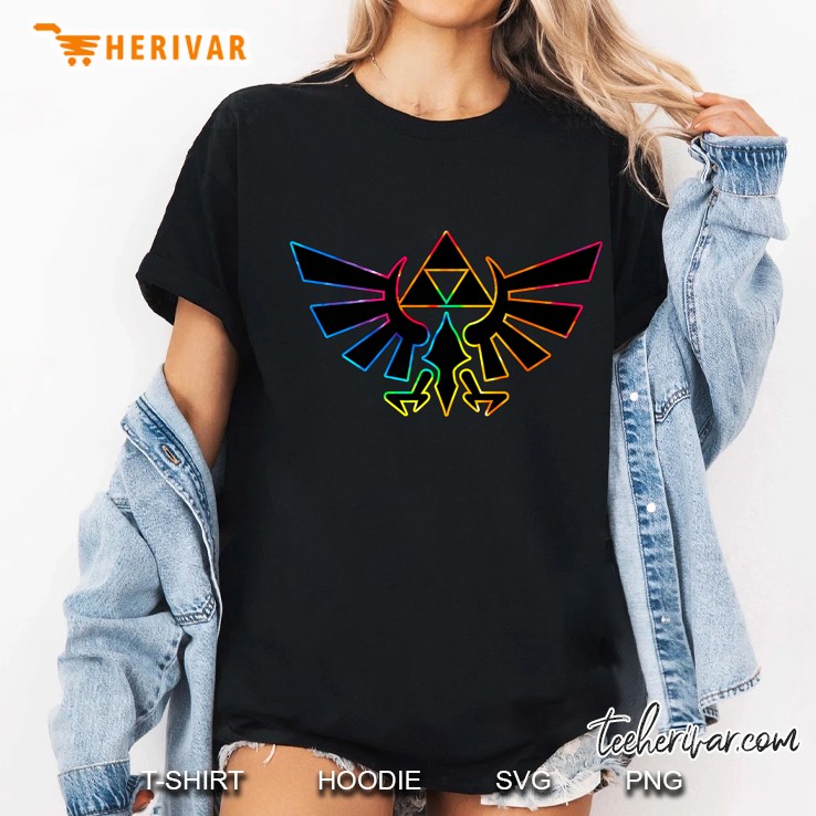 Zelda Hyrule Crest Tie Dye Outline Ladies Tee