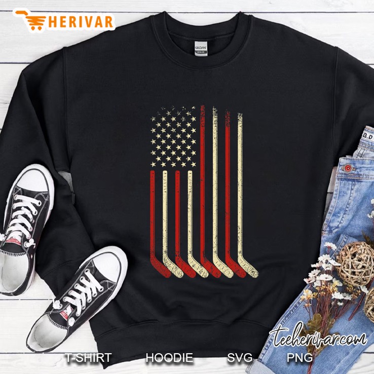 Us Flag Patriotic American Hockey Player Ice Hockey Sweatshirt