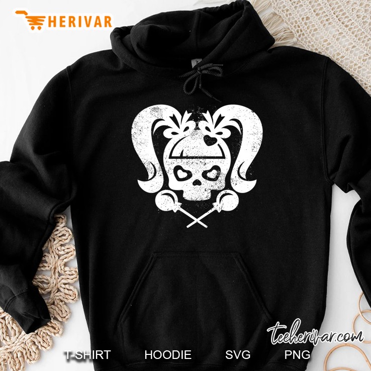 Cute Skull With Pigtails, Bangs, Bows, Hearts And Lollipops Hoodie