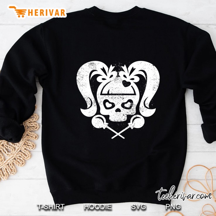Cute Skull With Pigtails, Bangs, Bows, Hearts And Lollipops Sweatshirt