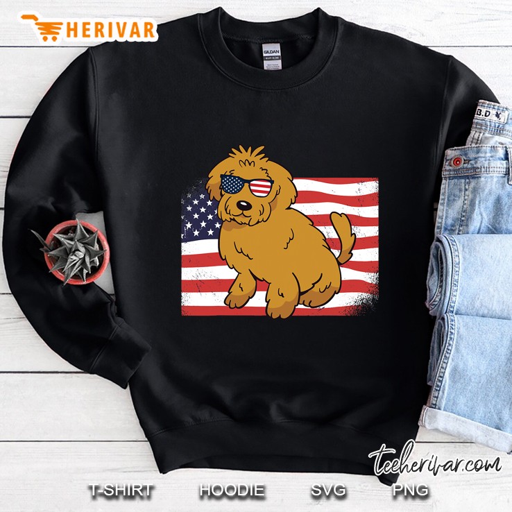 Goldendoodle American Flag 4Th Of July Usa Funny Doodle Dog Sweatshirt
