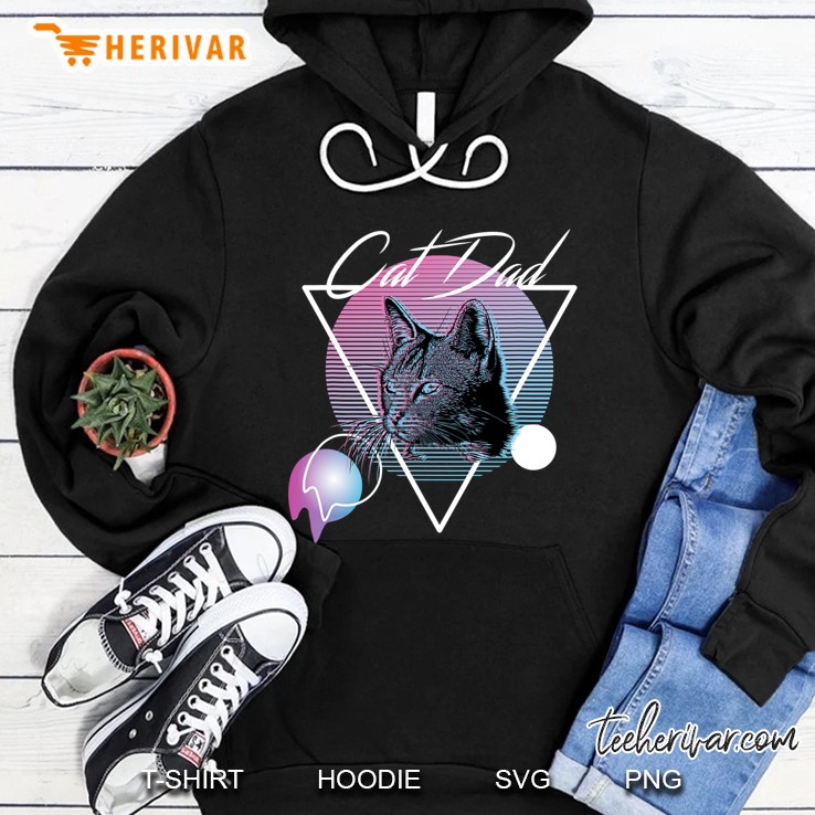 Cat Dad Retro Vaporwave Aesthetic Art Style Hoodie