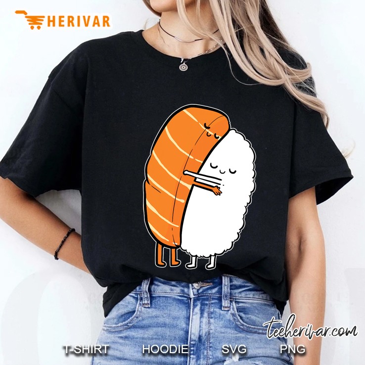 Cute Sushi Hug Salmon Maki Anime Japanese Ladies Tee