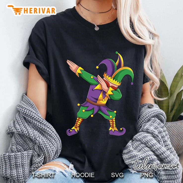 Funny Mardi Gras Outfit Dabbing Jester New Orleans Boys Mens Ladies Tee