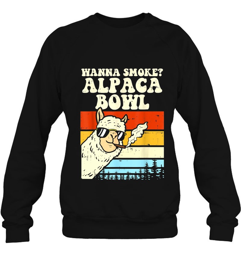Wanna Smoke Alpaca Bowl Funny Vintage Retro Llama Alpaca Smoking Weed ...
