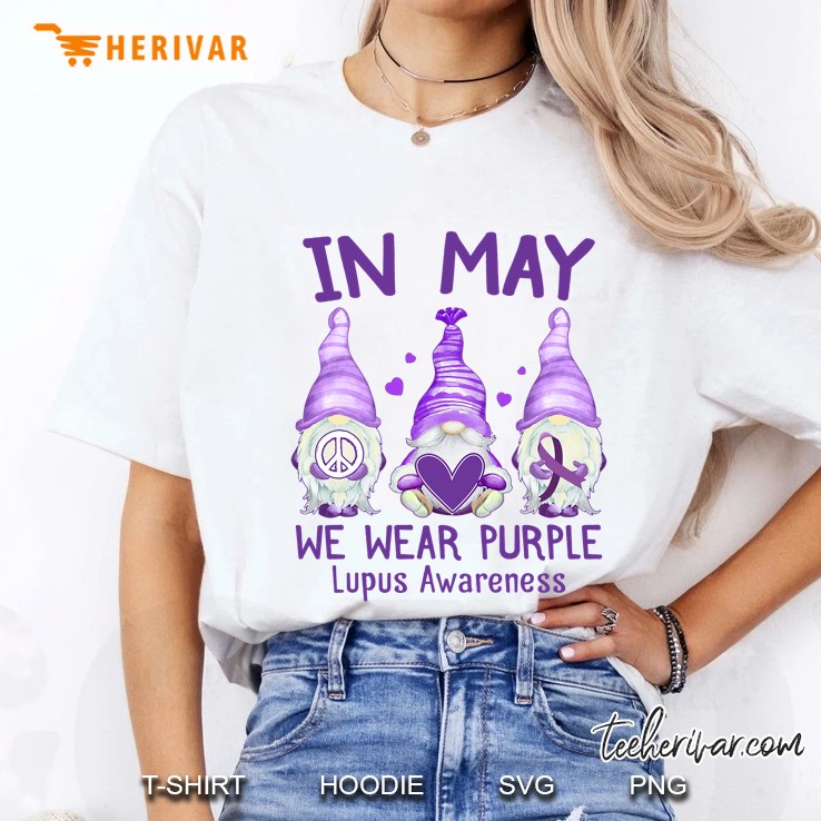 Day In May We Wear Purple Lupus Awareness Month Gnome Ladies Tee
