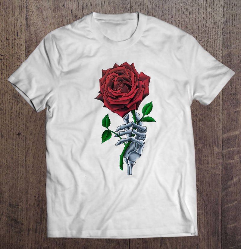 Skeleton Hand Red Rose Flower T-Shirts, Hoodies, SVG & PNG | TeeHerivar