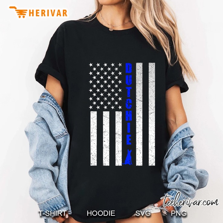 Thin Blue Line Dutch Shepherd Dutchie Usa American Flag Ladies Tee