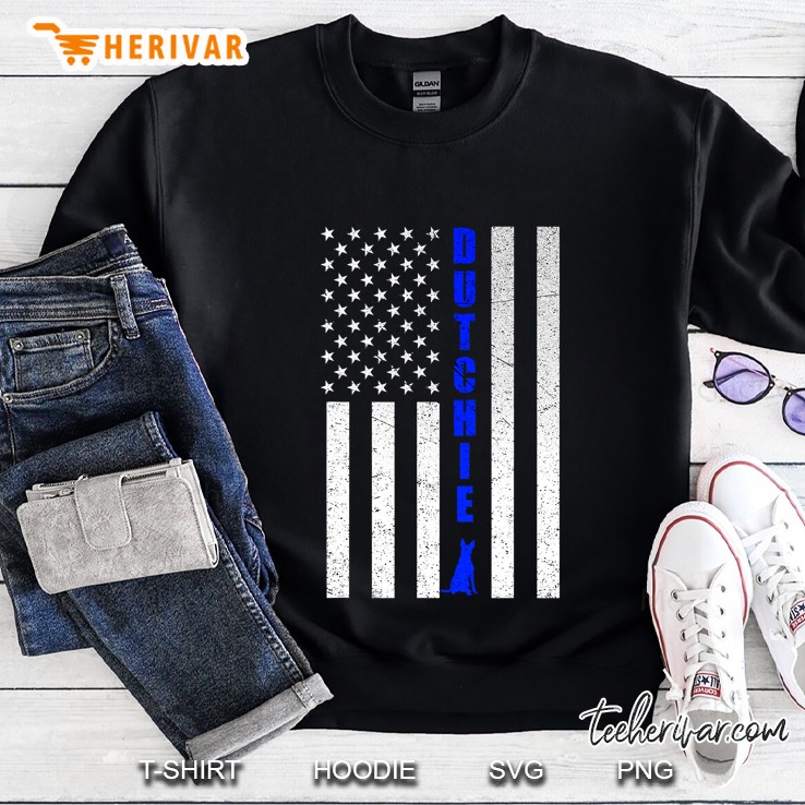 Thin Blue Line Dutch Shepherd Dutchie Usa American Flag Sweatshirt