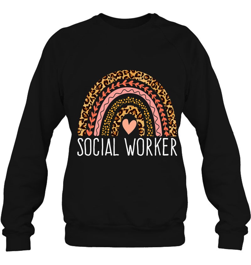 Social Worker Shirt Leopard Rainbow Social-Work Women Girls