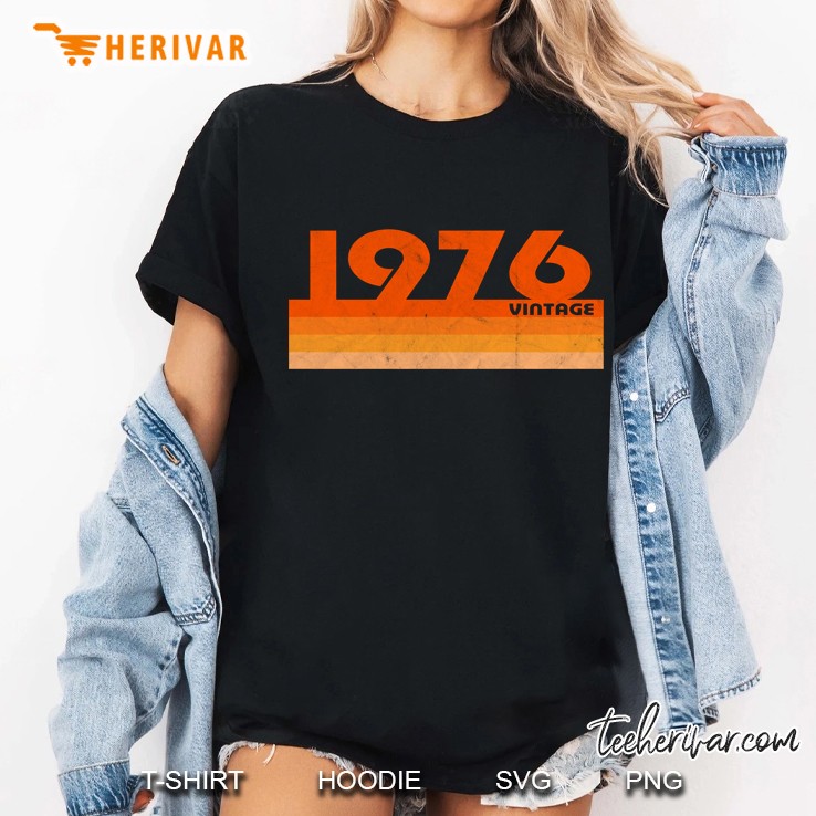Distressed Retro 1976 Pullover Vintage Birthday Top Ladies Tee