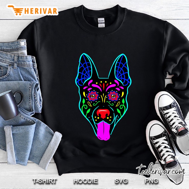 German Shepherd Skull Dia De Los Muertos Day Of The Dead Sweatshirt
