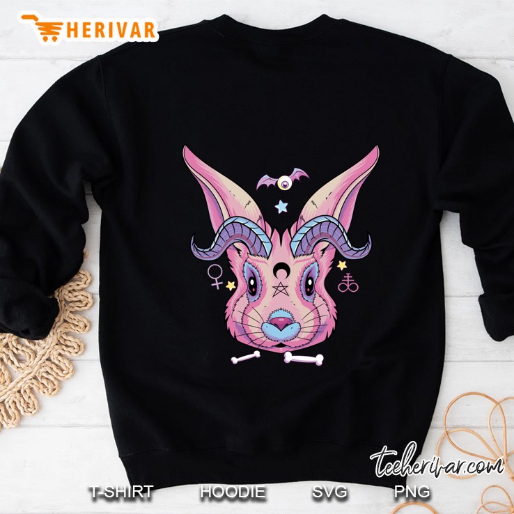 Creepy Satanic Bunny Occult Gothic Pentagram Rabbit Nu Goth Sweatshirt