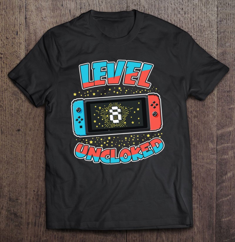 Level 8 Unlocked Birthday Shirt Boy 8 Years Old Video Games Shirt
