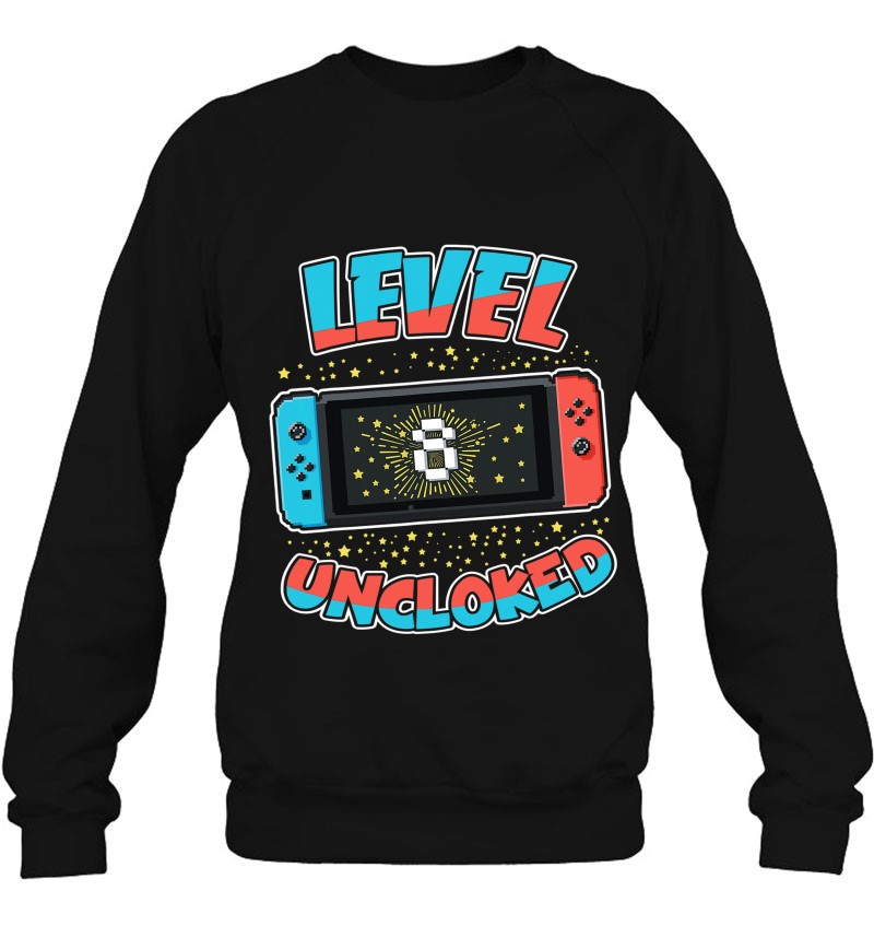 Level 8 Unlocked Birthday Shirt Boy 8 Years Old Video Games Sweatshirt