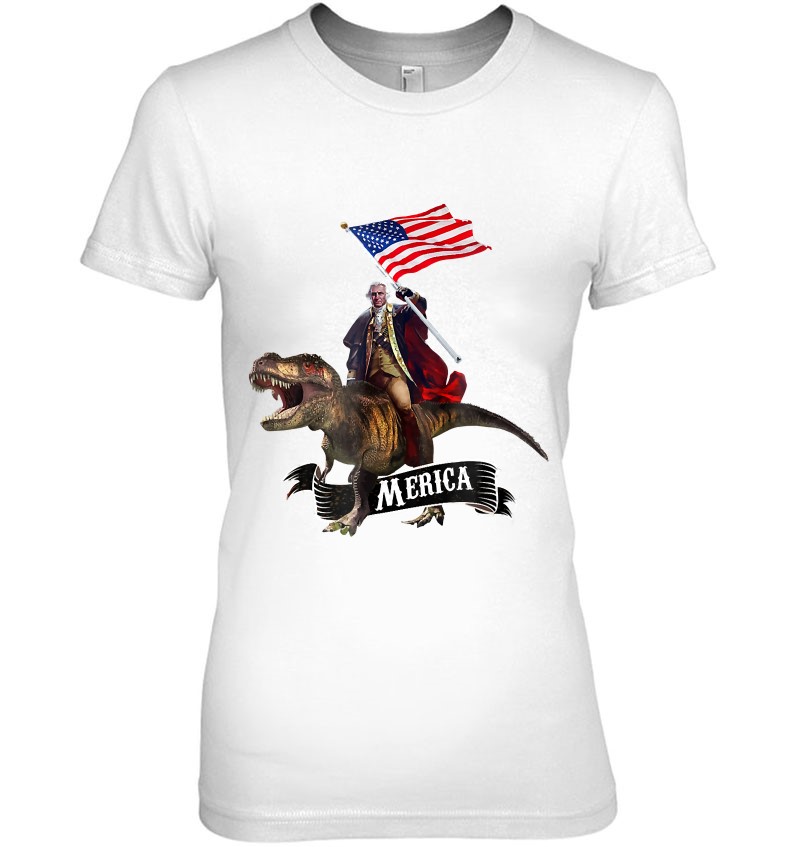 George Washington Tees Riding A T-Rex And Us Flag T-Shirts, Hoodies ...