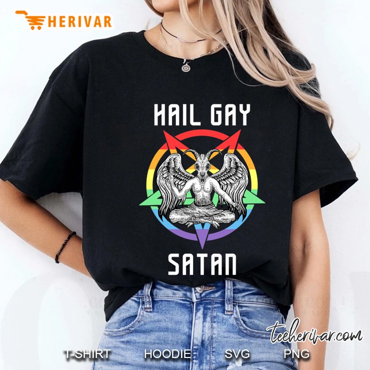 Funny Hail Gay Satan Lgbt Goth Gay Pride Baphomet Ladies Tee