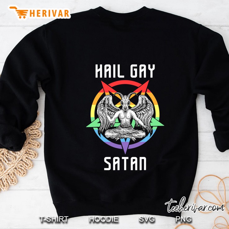 Funny Hail Gay Satan Lgbt Goth Gay Pride Baphomet Sweatshirt