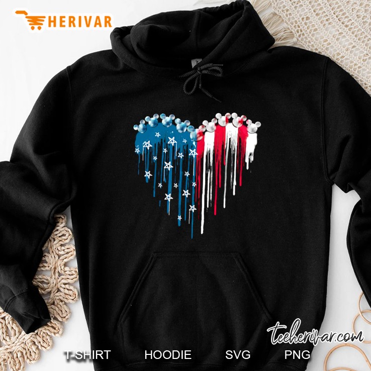 American Flag Dripping Heart Mickey Mouse Patriotic Hoodie