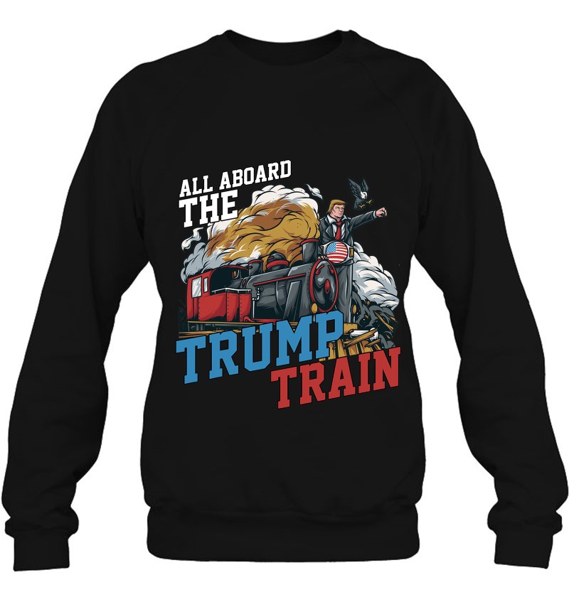 Funny All Aboard The Trump Train American Usa Flag T-Shirts, Hoodies ...