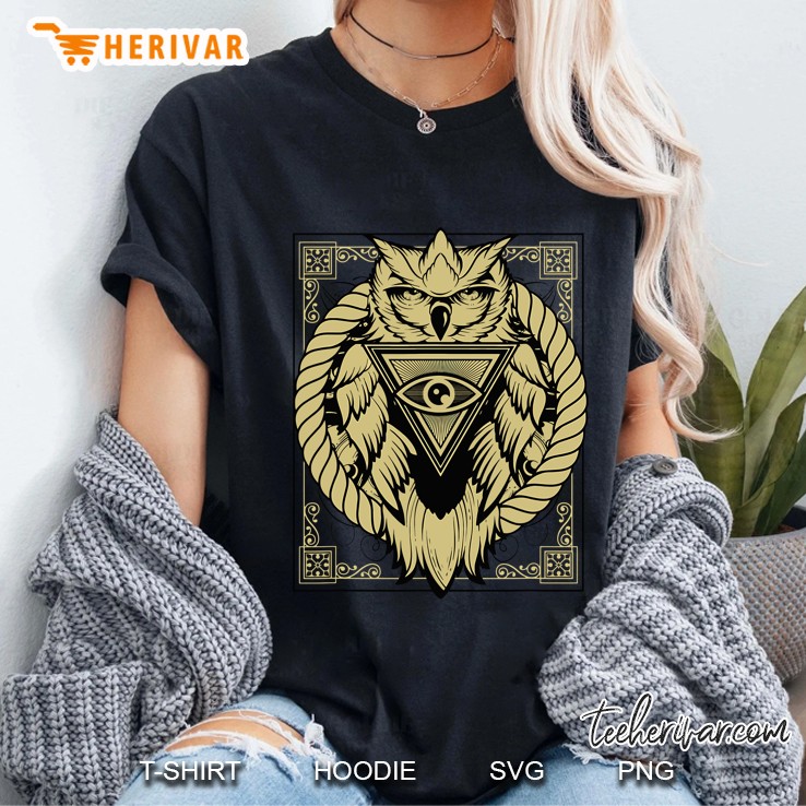 Owl Pyramid Secret Illuminati Owl Tattoo Style Ladies Tee