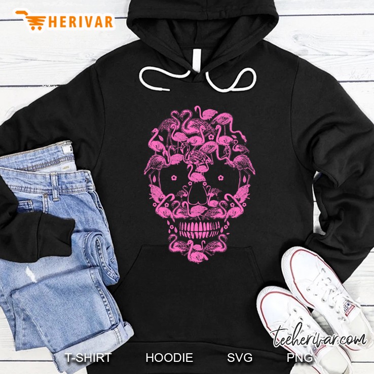 Pink Skull Flamingo - Flamingo Skull Flock Of Bird Hoodie