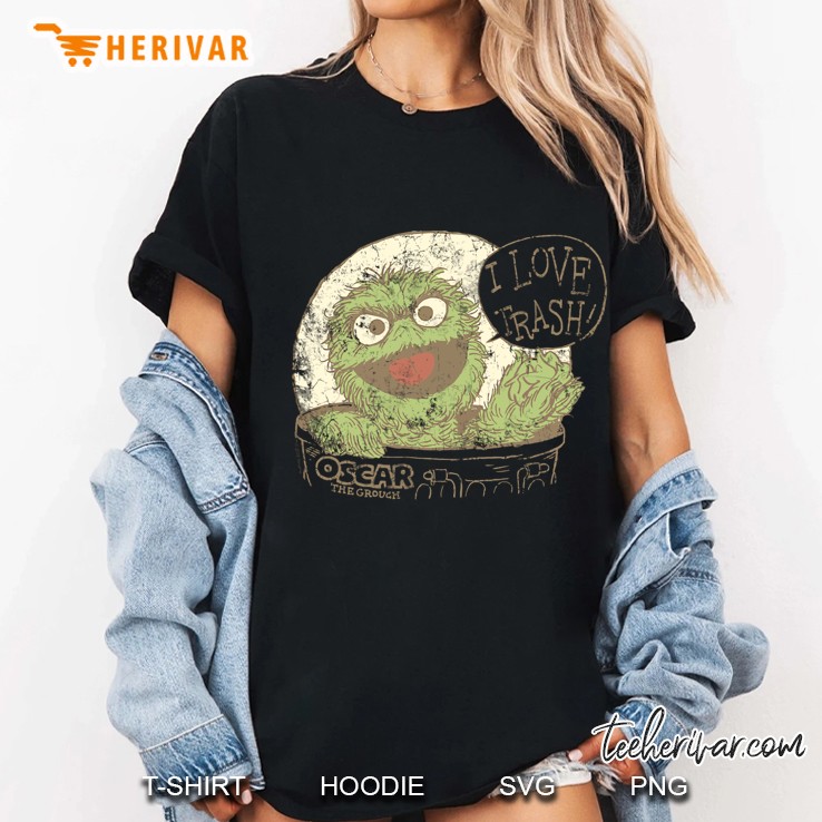 Sesame Street Oscar The Grouch I Love Trash Ladies Tee
